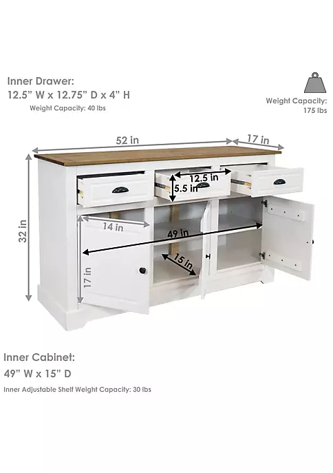 Best Pirce ๐ฅฐ Solid Pine Sideboard with 3 Drawers and 3 Doors - White - 32 in by Sunnydaze Decor ๐ฏ 6 Best Pirce ๐ฅฐ Solid Pine Sideboard with 3 Drawers and 3 Doors - White - 32 in by Sunnydaze Decor ๐ฏ - Image 4