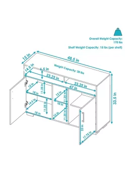 Coupon ⭐ 48.5" Anthony Sideboard Storage Buffet Cabinet with Shelves by Sunnydaze Decor 🔥 -Sunnydaze Decor Shop Belk 9680