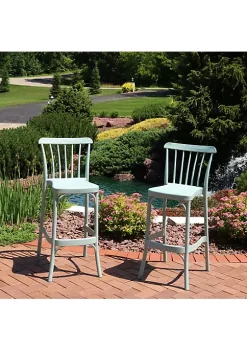 New 👍 Woodway Plastic Patio Bar Stool Chair - Nile Green - Set of 2 by Sunnydaze Decor 🔥 -Sunnydaze Decor Shop Belk 9687
