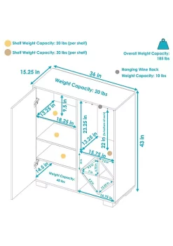 Budget ⭐ Lavina Wine Cabinet with Glass and Bottle Storage Shelves by Sunnydaze Decor 😀 -Sunnydaze Decor Shop Belk 9691