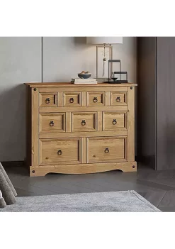 Best Pirce 🔥 9-Drawer Solid Pine Chest - Light Brown - 39.75 in by Sunnydaze Decor 🎉
