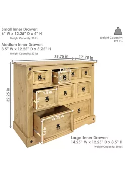 Best Pirce 🔥 9-Drawer Solid Pine Chest - Light Brown - 39.75 in by Sunnydaze Decor 🎉 -Sunnydaze Decor Shop Belk 9696