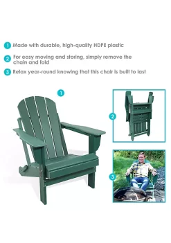 Promo 😍 All-Weather HDPE Foldable Adirondack Chair - Green by Sunnydaze Decor 🥰 -Sunnydaze Decor Shop Belk 9729