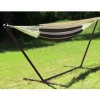 Budget 😉 2-Person Cotton/Nylon Hammock with Steel Stand - Black/Natural by Sunnydaze Decor ✔️ -Sunnydaze Decor Shop Belk 9746