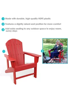 Coupon 😀 Upright HDPE Raised Outdoor Adirondack Chair - Red by Sunnydaze Decor 🔔 -Sunnydaze Decor Shop Belk 9759