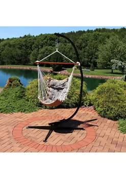 Budget ✔️ Polyester Tufted Victoria Hammock Chair with Steel C-Stand - Gray by Sunnydaze Decor ⌛