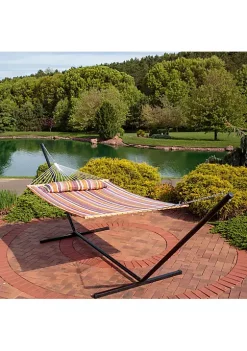 Buy 😍 2-Person Quilted Fabric Hammock with Steel Stand - Canyon Sunset by Sunnydaze Decor ✨ -Sunnydaze Decor Shop Belk 9769