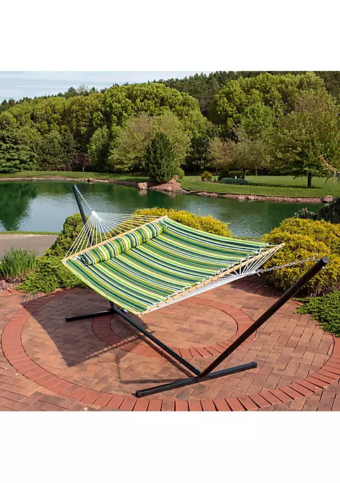 Best reviews of 🎉 2-Person Quilted Fabric Hammock with Steel Stand - Melon Stripe by Sunnydaze Decor ⌛ 6 Best reviews of 🎉 2-Person Quilted Fabric Hammock with Steel Stand - Melon Stripe by Sunnydaze Decor ⌛ - Image 4