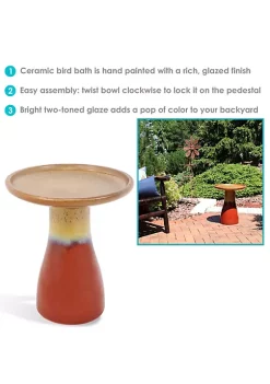 Wholesale ✔️ Duo-Tone Glazed Ceramic Bird Bath - 20.5 in - Lemon Cognac by Sunnydaze Decor 🧨 -Sunnydaze Decor Shop Belk 9777