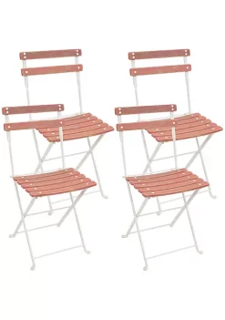 Best Sale ⭐ Sunnydaze Classic Cafe European Chestnut Wood Bistro Folding Chair - Antique Pink - Set of 4 by Sunnydaze Decor ⌛ -Sunnydaze Decor Shop Belk 9781