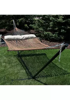 Discount 💯 2-Person Polyester Rope Hammock with Steel Stand - Brown by Sunnydaze Decor ✨ -Sunnydaze Decor Shop Belk 9789