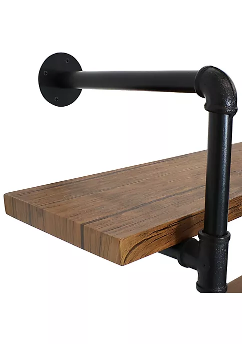 Flash Sale โ๏ธ 3-Tier Industrial Black Pipe Wall Hanging Bookshelf - Teak by Sunnydaze Decor ๐ 5 Flash Sale โ๏ธ 3-Tier Industrial Black Pipe Wall Hanging Bookshelf - Teak by Sunnydaze Decor ๐ - Image 3