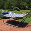 Discount 🔥 2-Person Quilted Fabric Hammock with Blue Steel Stand - Navy/Gray by Sunnydaze Decor ❤️ -Sunnydaze Decor Shop Belk 9790