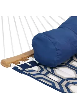 Discount 🔥 2-Person Quilted Fabric Hammock with Blue Steel Stand - Navy/Gray by Sunnydaze Decor ❤️ -Sunnydaze Decor Shop Belk 9792