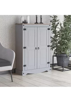 Promo ✨ 2-Door, 2-Shelf Solid Pine Accent Cupboard - Gray - 43 in by Sunnydaze Decor 🎉 -Sunnydaze Decor Shop Belk 9798