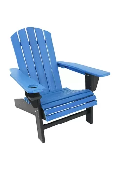Cheapest 🎉 Sunnydaze All-Weather Blue/Black Outdoor Adirondack Chair with Drink Holder by Sunnydaze Decor ⌛ -Sunnydaze Decor Shop Belk 9803