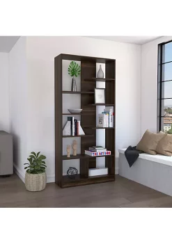 Buy 😉 Rosalee 9-Tier Open Bookshelf with Staggered Shelves Coffee Brown by Sunnydaze Decor 🔔