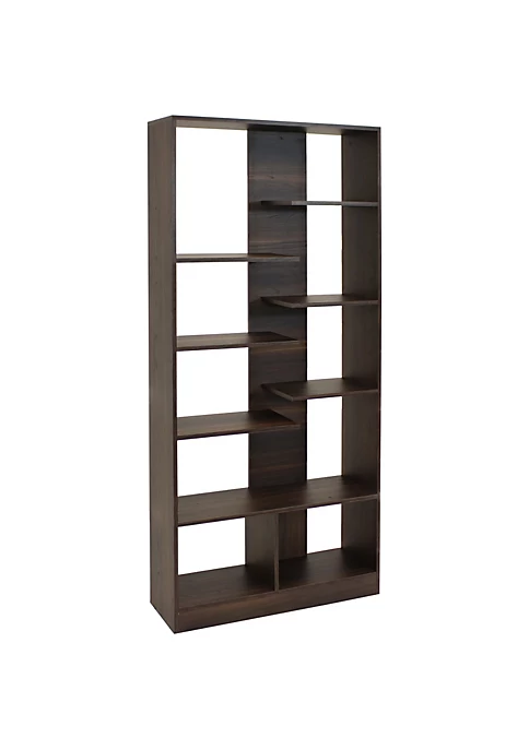 Buy ๐ Rosalee 9-Tier Open Bookshelf with Staggered Shelves Coffee Brown by Sunnydaze Decor ๐ 4 Buy ๐ Rosalee 9-Tier Open Bookshelf with Staggered Shelves Coffee Brown by Sunnydaze Decor ๐ - Image 2