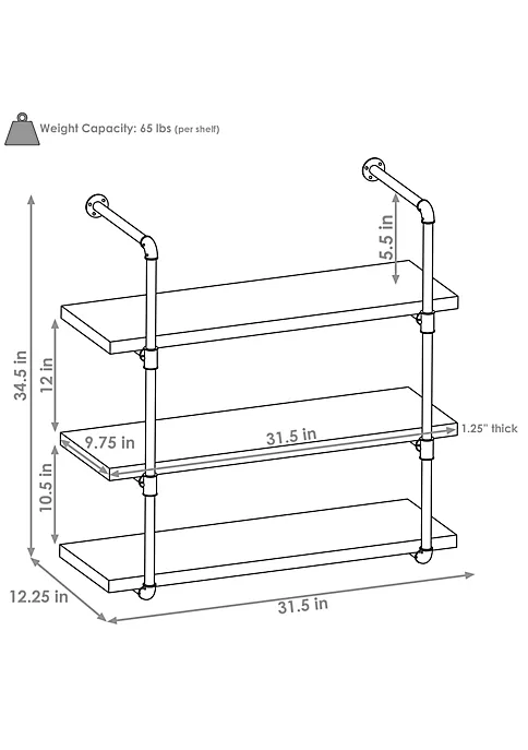 Flash Sale โ๏ธ 3-Tier Industrial Black Pipe Wall Hanging Bookshelf - Teak by Sunnydaze Decor ๐ 7 Flash Sale โ๏ธ 3-Tier Industrial Black Pipe Wall Hanging Bookshelf - Teak by Sunnydaze Decor ๐ - Image 5