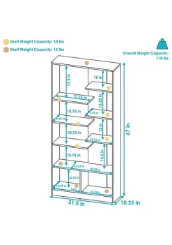 Buy ๐ Rosalee 9-Tier Open Bookshelf with Staggered Shelves Coffee Brown by Sunnydaze Decor ๐ 10 Buy ๐ Rosalee 9-Tier Open Bookshelf with Staggered Shelves Coffee Brown by Sunnydaze Decor ๐ -Sunnydaze Decor Shop Belk 9810