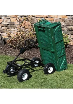 Discount ⌛ Green Large Steel Garden Cart with Folding Sides/Polyester Liner by Sunnydaze Decor 🔔
