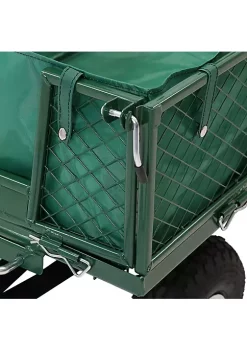 Discount ⌛ Green Large Steel Garden Cart with Folding Sides/Polyester Liner by Sunnydaze Decor 🔔 -Sunnydaze Decor Shop Belk 9823