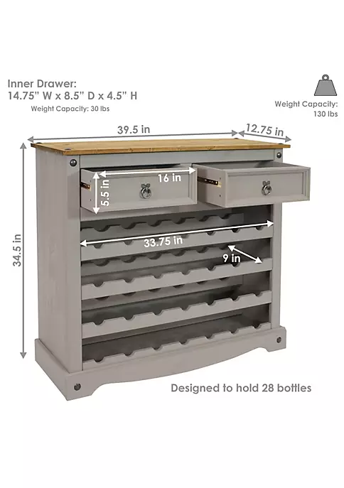 Deals 👏 28-Bottle Solid Pine Freestanding Wine Rack - Gray - 34.5" by Sunnydaze Decor 😀 6 Deals 👏 28-Bottle Solid Pine Freestanding Wine Rack - Gray - 34.5" by Sunnydaze Decor 😀 - Image 4