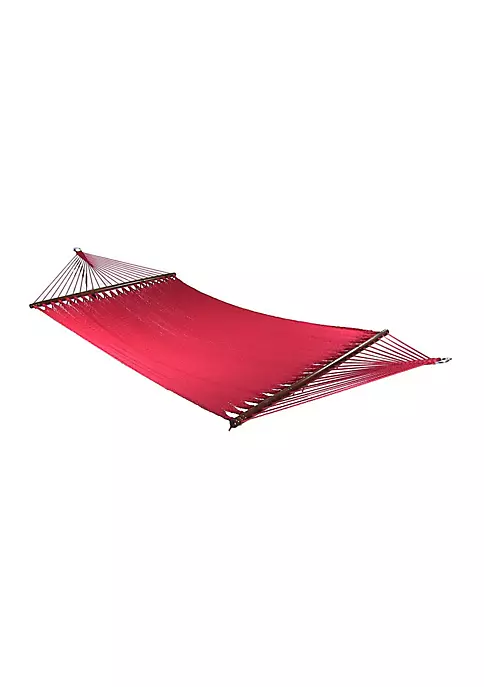 Deals 😀 2-Person Polyester Rope Hammock with Spreader Bars - Red by Sunnydaze Decor ✔️ 4 Deals 😀 2-Person Polyester Rope Hammock with Spreader Bars - Red by Sunnydaze Decor ✔️ - Image 2