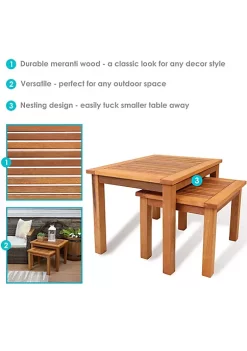 Brand new 😍 Meranti Wood Outdoor Nesting Tables - Set of 2 by Sunnydaze Decor 🌟 -Sunnydaze Decor Shop Belk 9889