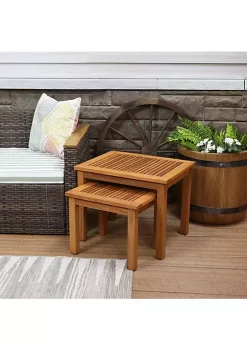 Brand new 😍 Meranti Wood Outdoor Nesting Tables - Set of 2 by Sunnydaze Decor 🌟 -Sunnydaze Decor Shop Belk 9891