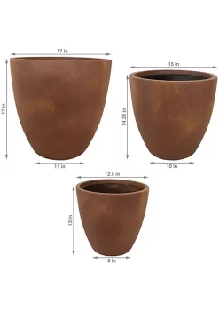 Budget ⭐ Sunnydaze Fiber Clay Indoor/Outdoor Textured Rust Planter - 3-Piece by Sunnydaze Decor 🧨 -Sunnydaze Decor Shop Belk 9896