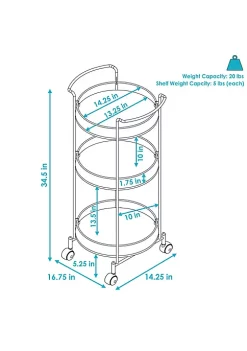Hot Sale 🌟 Round Metal 3-Tiered Bar Cart with Wheels - 34.5 in by Sunnydaze Decor ✔️ -Sunnydaze Decor Shop Belk 9906
