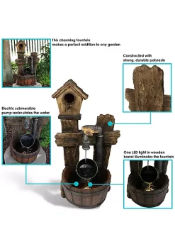New 🧨 Sunnydaze Bird House Leaking Pipe Outdoor Water Fountain with Light - 29-Inch by Sunnydaze Decor 👍 -Sunnydaze Decor Shop Belk 9911