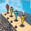 Discount 💯 Swirled Metal/Glass 2-in-1 Outdoor Lawn Torch - Multi - Set of 8 by Sunnydaze Decor 💯