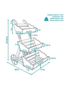 Flash Sale ✨ 39.25 in 3-Tier Wood Rolling Planter Box with Iron Wheels - Brown by Sunnydaze Decor 🔔 -Sunnydaze Decor Shop Belk 9922