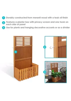 Wholesale 🎉 Meranti Wood/Teak Oil Finish Planter and Privacy Screen - 44 in by Sunnydaze Decor 🔔 -Sunnydaze Decor Shop Belk 9932