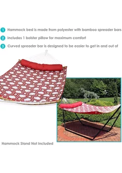 Coupon 🎁 2-Person Quilted Hammock with Curved spreader Bars - Red and Gray by Sunnydaze Decor ⌛ -Sunnydaze Decor Shop Belk 9938