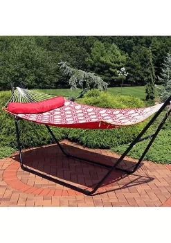 Coupon 🎁 2-Person Quilted Hammock with Curved spreader Bars - Red and Gray by Sunnydaze Decor ⌛ -Sunnydaze Decor Shop Belk 9940