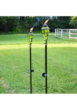 Buy ⌛ Swirled Metal/Glass 2-in-1 Outdoor Lawn Torch - Green - Set of 4 by Sunnydaze Decor 💯 -Sunnydaze Decor Shop Belk 9945