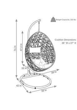 Best Sale ❤️ Resin Wicker Hanging Egg Chair with Steel Stand/Cushions - Beige by Sunnydaze Decor 👏 -Sunnydaze Decor Shop Belk 996