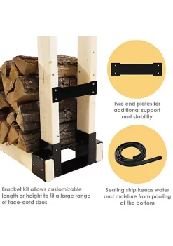 New 🛒 Steel Adjustable Firewood Log Rack Bracket Kit - Set of 2 by Sunnydaze Decor ✔️ -Sunnydaze Decor Shop Belk 9991